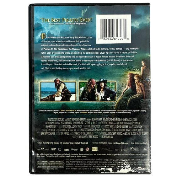 Pirates Of The Caribbean On Stranger Tides DVD 2011 Johnny Depp Disney PG13 - Picture 2 of 7